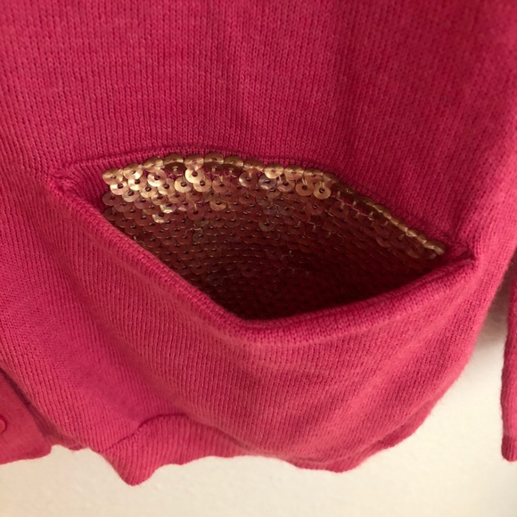 Ann Taylor LOFT Pink Cardigan w/ gold sequins - Picture 2 of 6